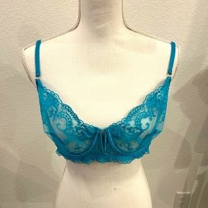 Blue sheer bra with underwire